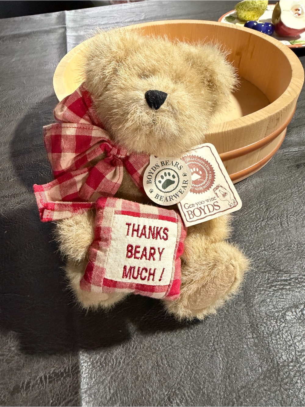 Boyds Bears Plush Teddy with Red Plaid Accent - "Thanks Beary Much!"